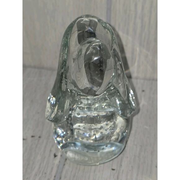 Vtg Hand Blown Art Glass Hound Dog Paperweight Controlled Bubbles Clear Puppy - Picture 11 of 11